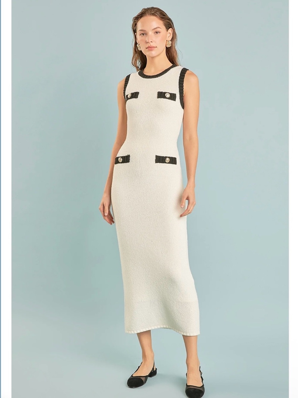 Endless Rose Cream Crochet Knit Midi Dress